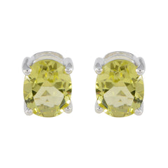 Ines Yellow Delicate Solitaire Stud Earring Lemon Quartz Yellow Stud