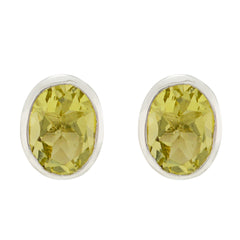 Inès Yellow Elegant Solitaire Stud Earring Lemon Quartz Yellow Stud