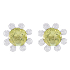 Isabella Yellow Elegant Solitaire Stud Earring Lemon Quartz Yellow Stud
