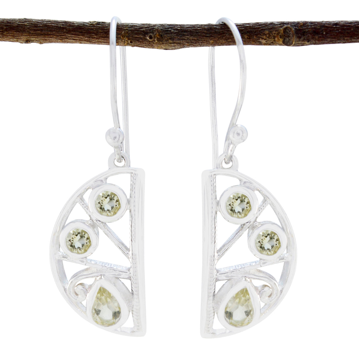 Aurora Yellow Minimal multiple Dangle Earring Lemon Quartz Yellow Dangle