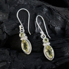 Ava Yellow Whisper thin Toi et Moi Dangle Earring