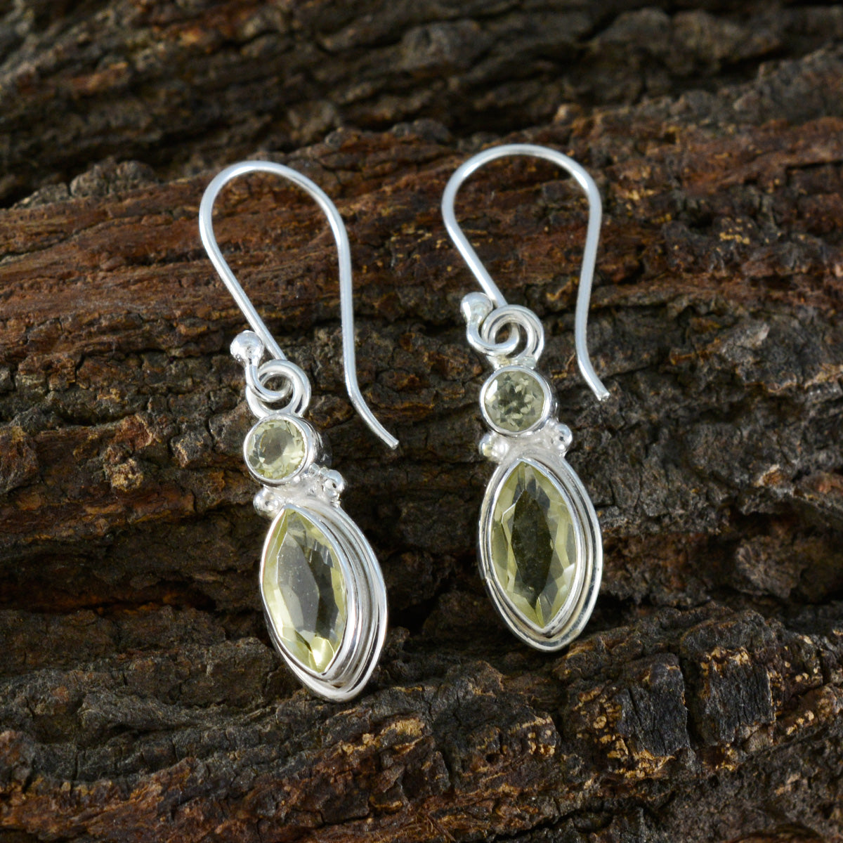 Ava Yellow Whisper thin Toi et Moi Dangle Earring