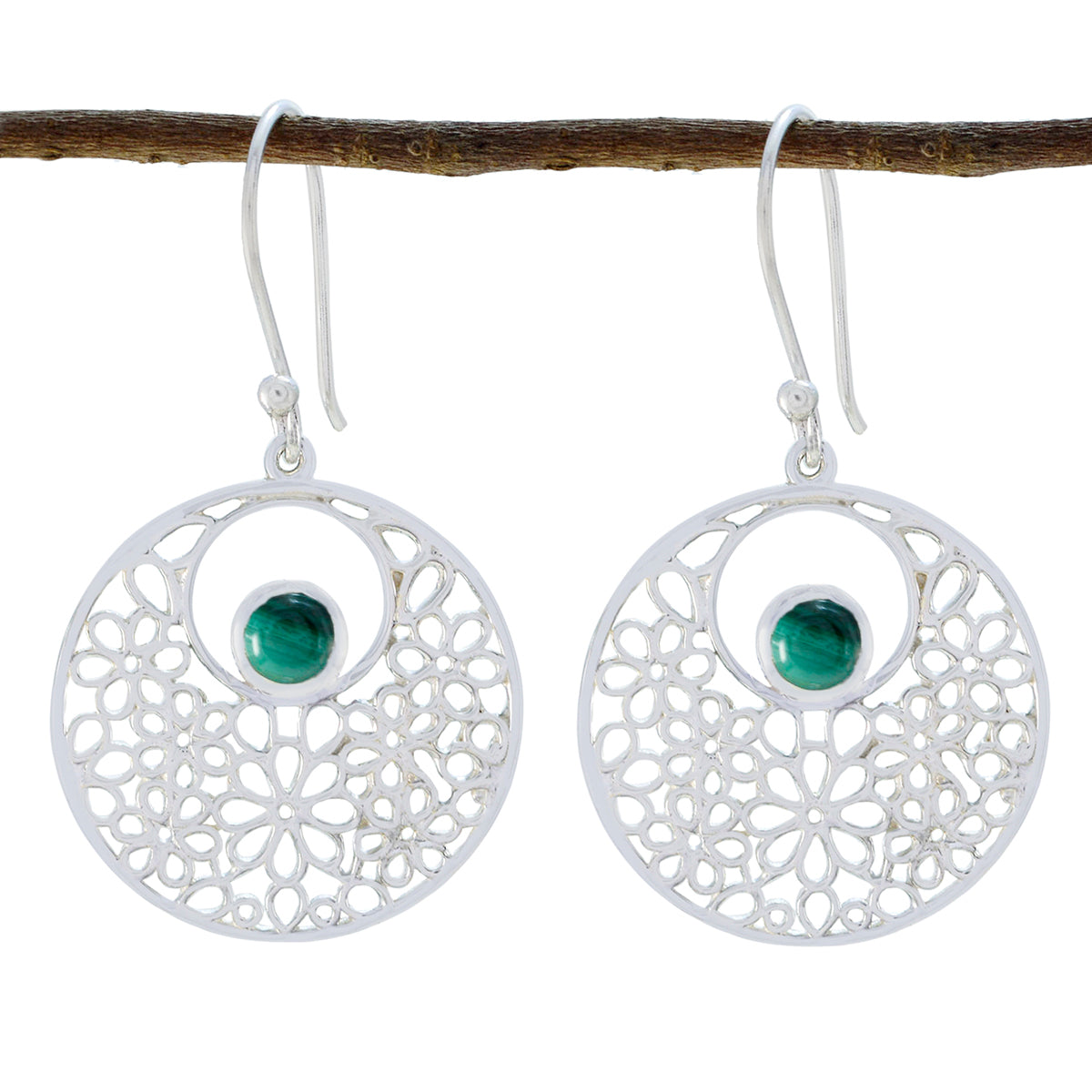 Mia Green Mid weight Solitaire Dangle Earring Malachite Green Dangle