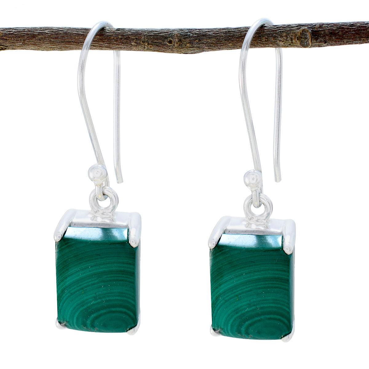 Nella Green Minimal Solitaire Dangle Earring Malachite Green Dangle