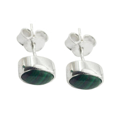 Nova Green Delicate Solitaire Stud Earring Malachite Green Stud