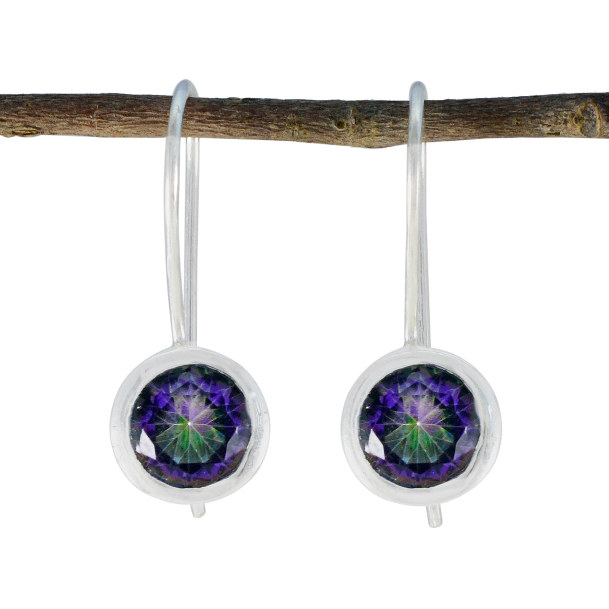 Aaliyah multicolor Dainty Solitaire Dangle Earring Mystic Quartz multicolor Dangle