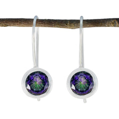 Aaliyah multicolor Dainty Solitaire Dangle Earring Mystic Quartz multicolor Dangle