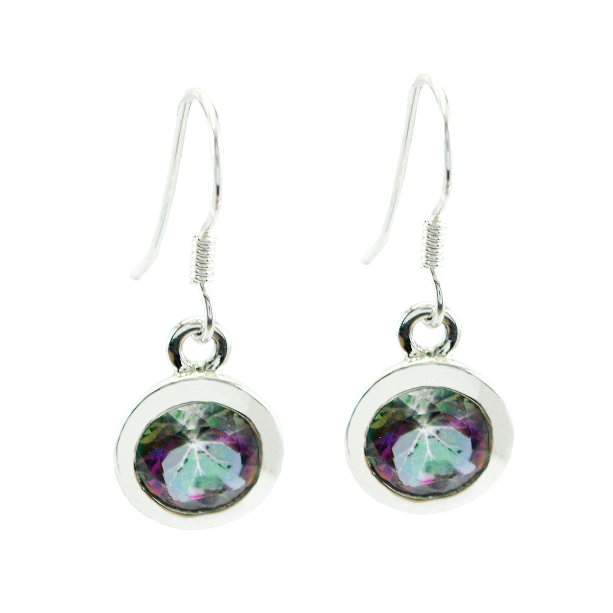 Carla multicolor Delicate Solitaire Dangle Earring Mystic Quartz multicolor Dangle