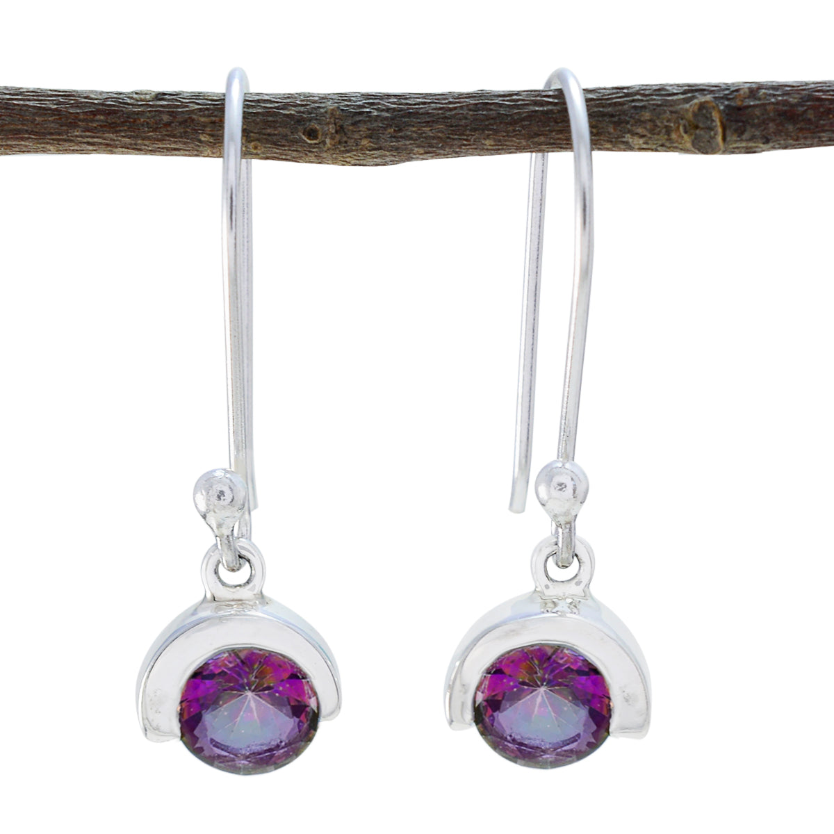 Amelia multicolor Dainty Solitaire Dangle Earring Mystic Quartz multicolor Dangle