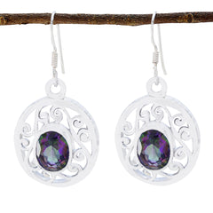 Ella multicolor Classic Solitaire Dangle Earring Mystic Quartz multicolor Dangle