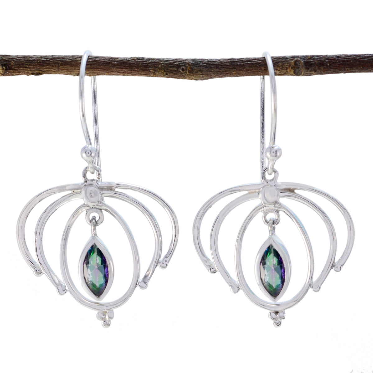 Carolina multicolor Featherlight Solitaire Dangle Earring Mystic Quartz multicolor Dangle