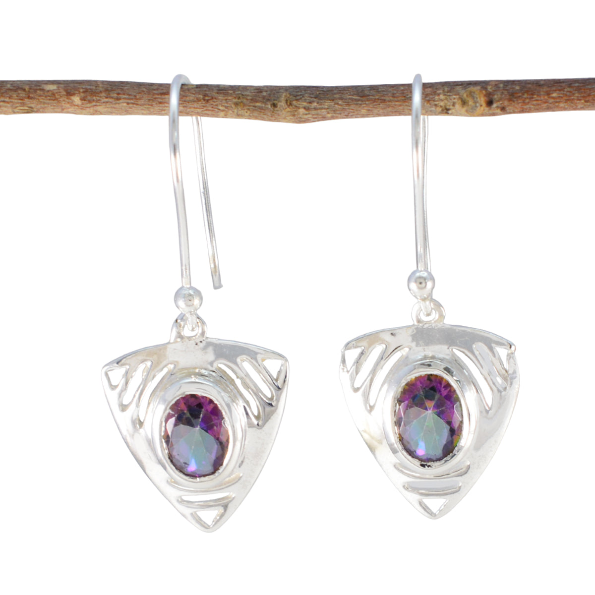 Sophia multicolor Tiny Solitaire Dangle Earring Mystic Quartz multicolor Dangle
