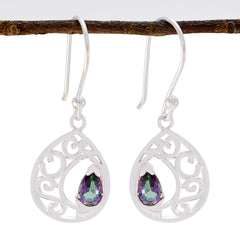 Elena multicolor Slim Solitaire Dangle Earring Mystic Quartz multicolor Dangle
