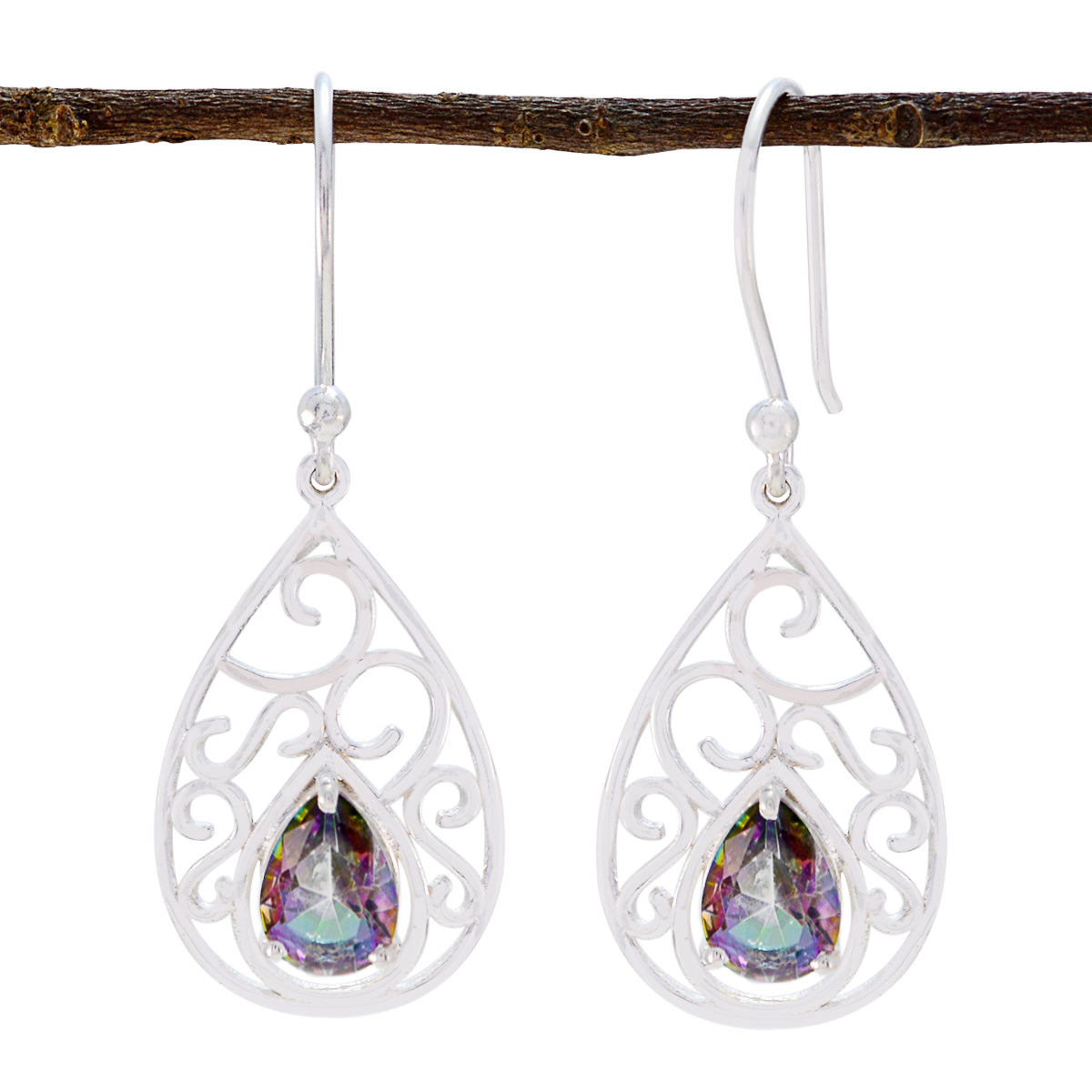Fernanda multicolor Slim Solitaire Dangle Earring Mystic Quartz multicolor Dangle