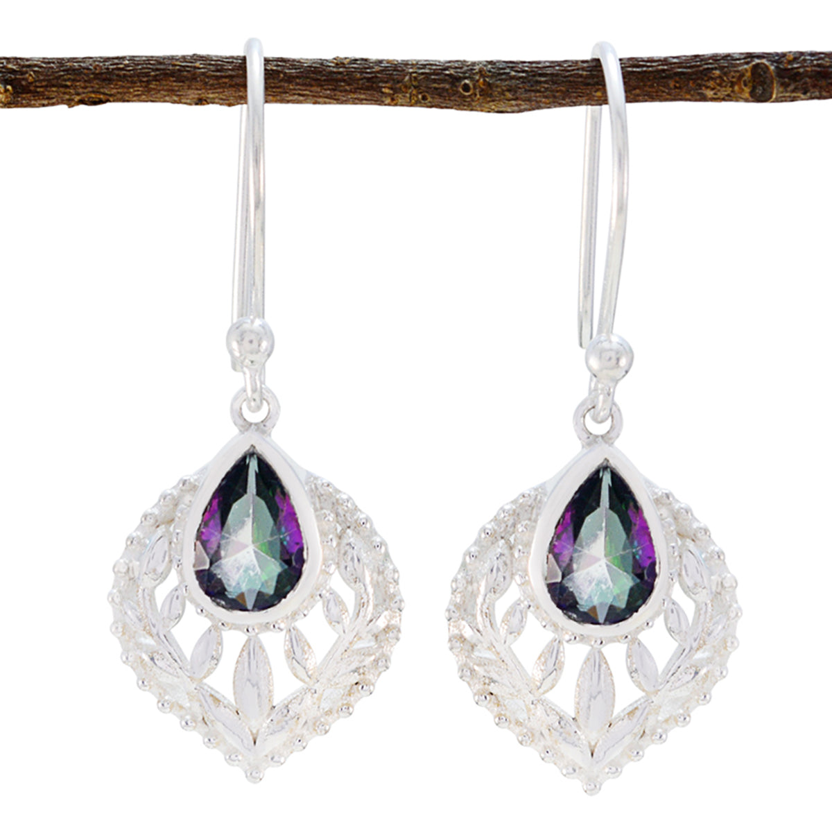 Florencia multicolor Tiny Solitaire Dangle Earring Mystic Quartz multicolor Dangle