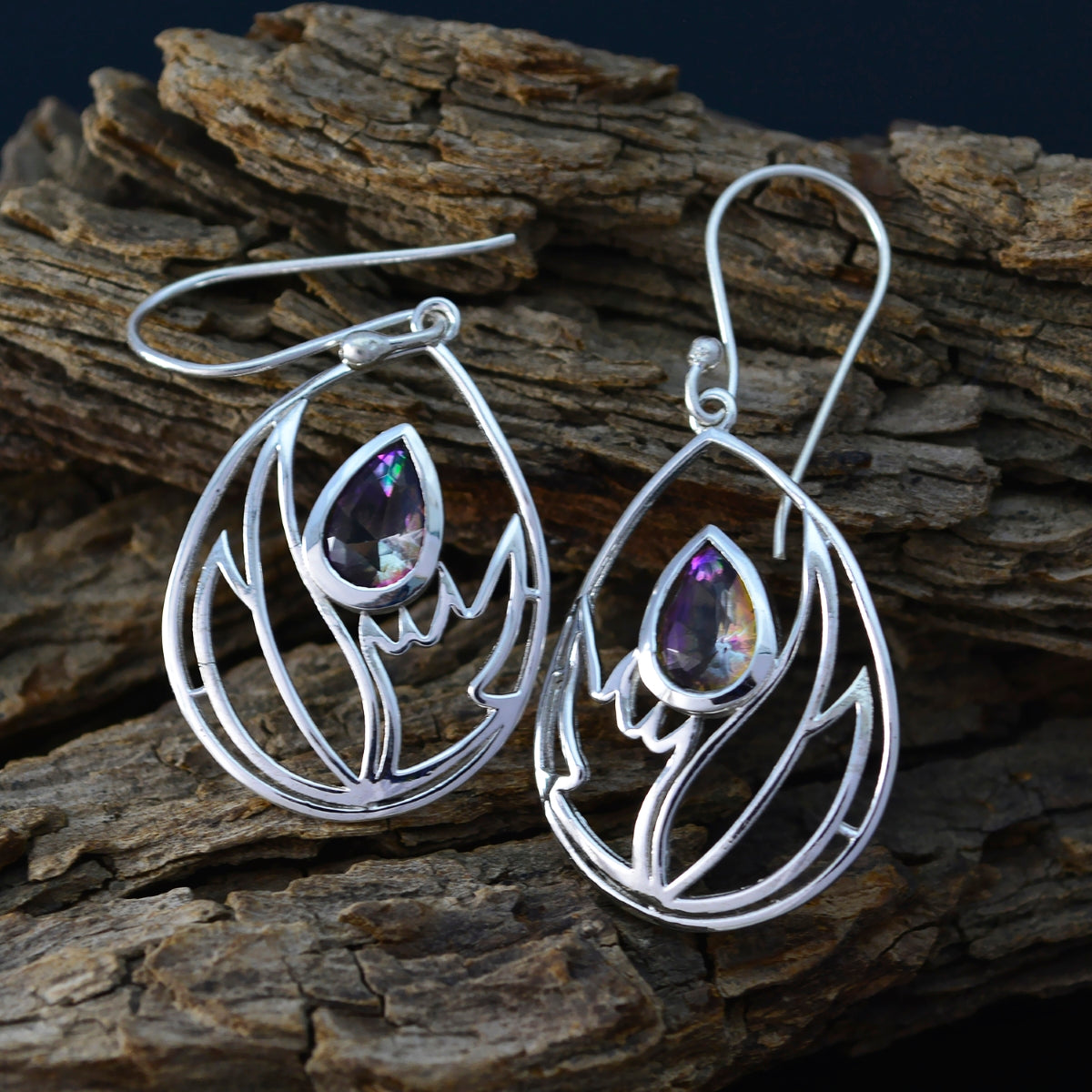 Isabella multicolor Whisper thin Solitaire Dangle Earring