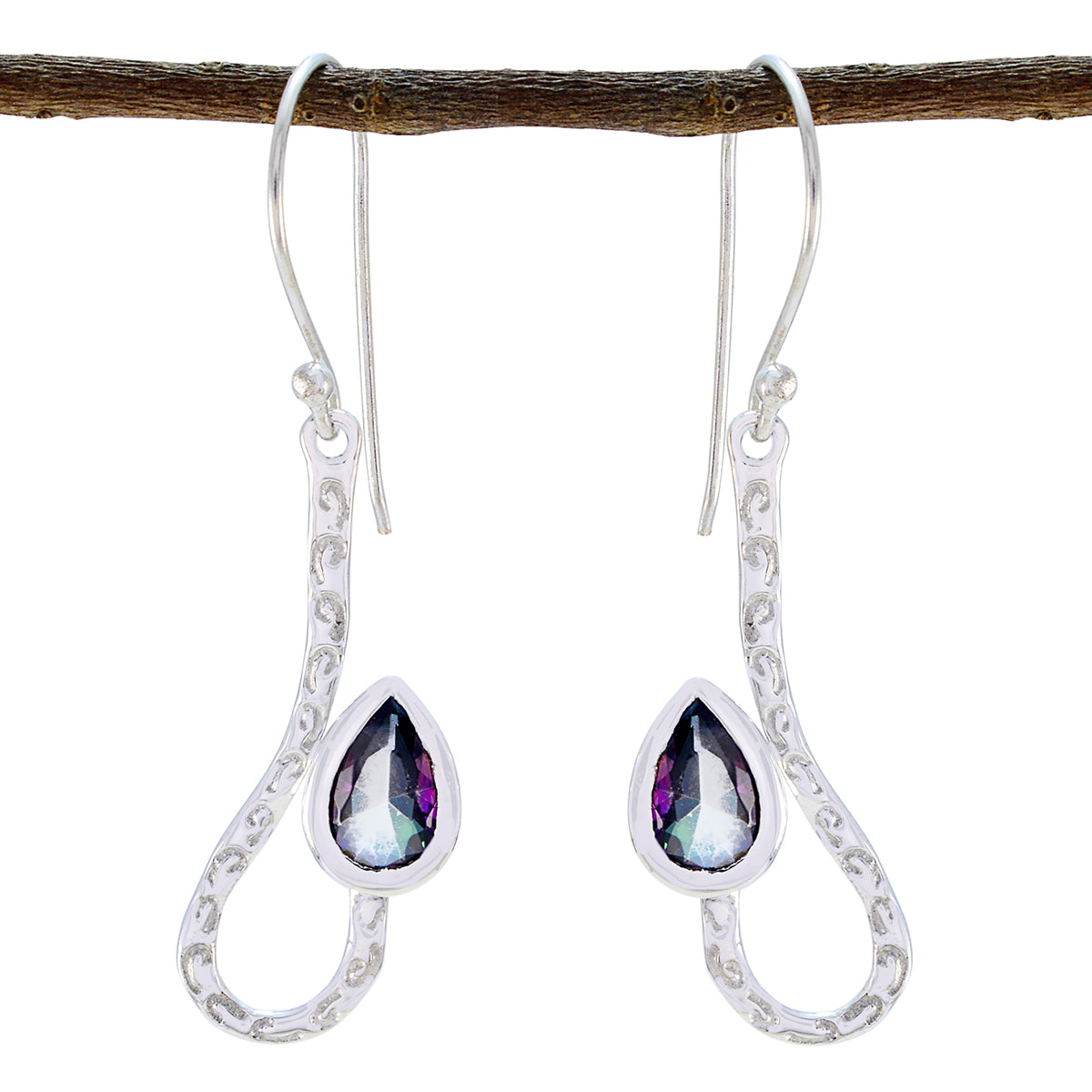 Ivana multicolor Dainty Solitaire Dangle Earring Mystic Quartz multicolor Dangle