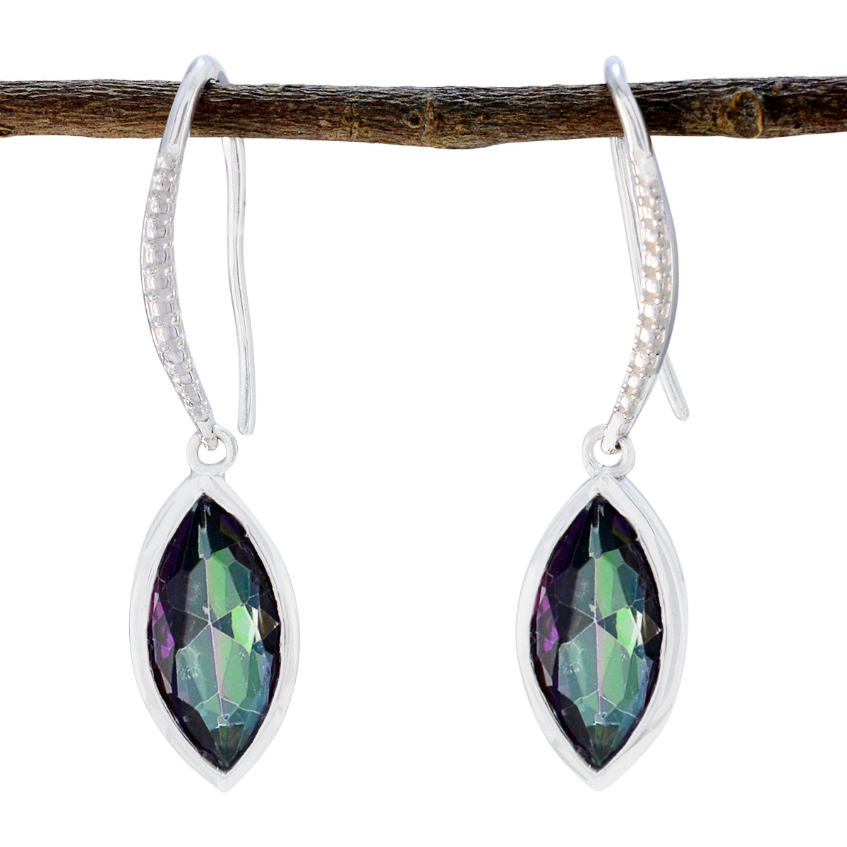 Julia multicolor Dainty Solitaire Dangle Earring Mystic Quartz multicolor Dangle