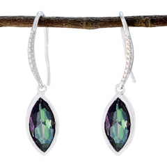 Julia multicolor Dainty Solitaire Dangle Earring Mystic Quartz multicolor Dangle