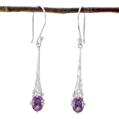 Emma multicolor Whisper thin Solitaire Dangle Earring Mystic Quartz multicolor Dangle