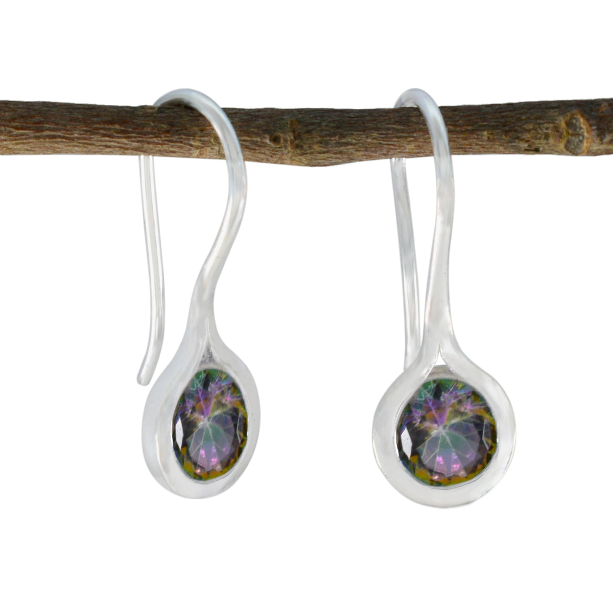 Josephine multicolor Delicate Solitaire Dangle Earring Mystic Quartz multicolor Dangle