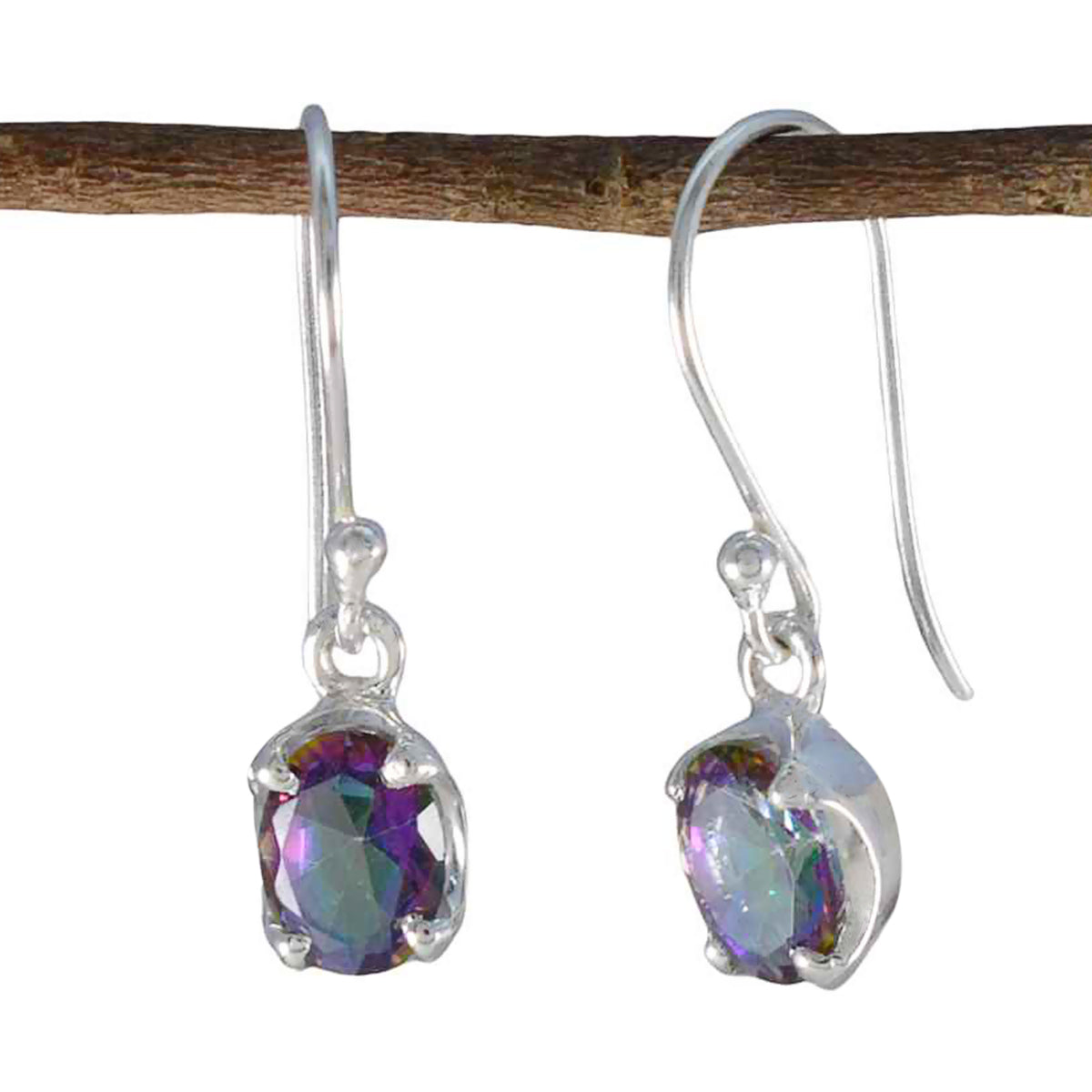 Julieta multicolor Delicate Solitaire Dangle Earring Mystic Quartz multicolor Dangle