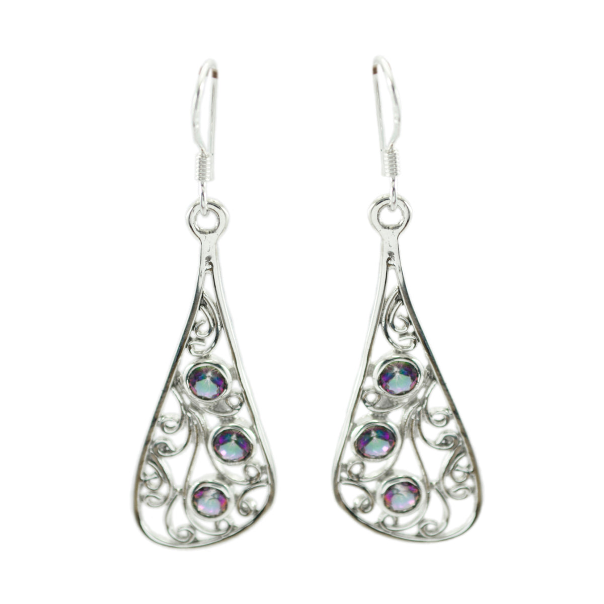 Rosa multicolor Whisper thin multiple Dangle Earring Mystic Quartz multicolor Dangle