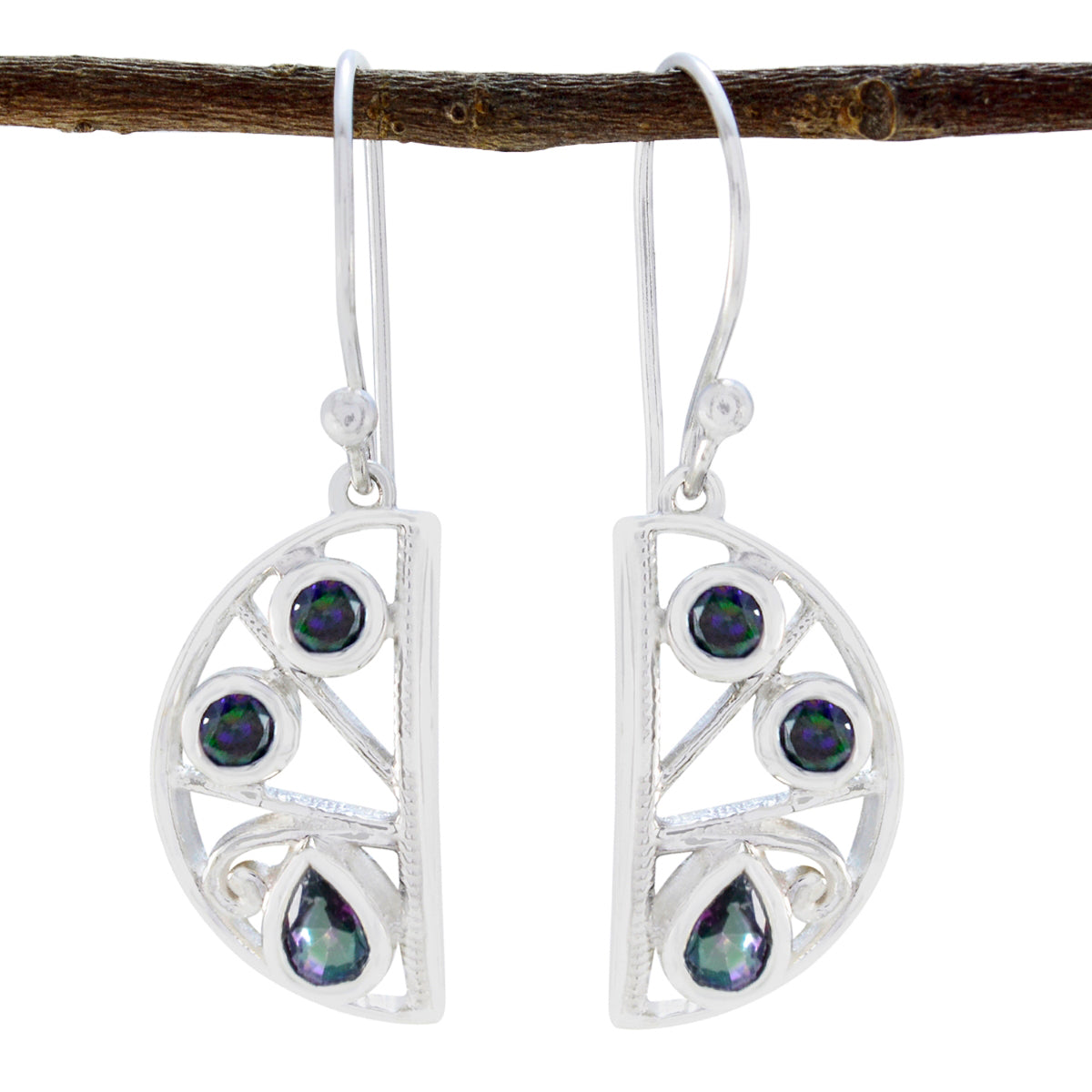 Emi multicolor Mid weight Trilogy Dangle Earring Mystic Quartz multicolor Dangle