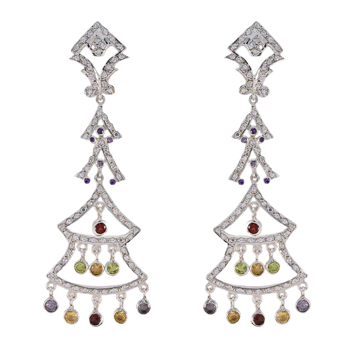 Kristine multicolor Chunky multiple Stud Earring Multi CZ multicolor Stud