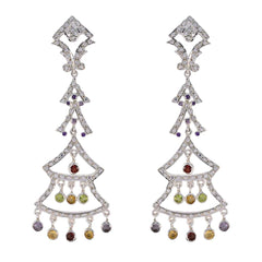 Kristine multicolor Chunky multiple Stud Earring Multi CZ multicolor Stud