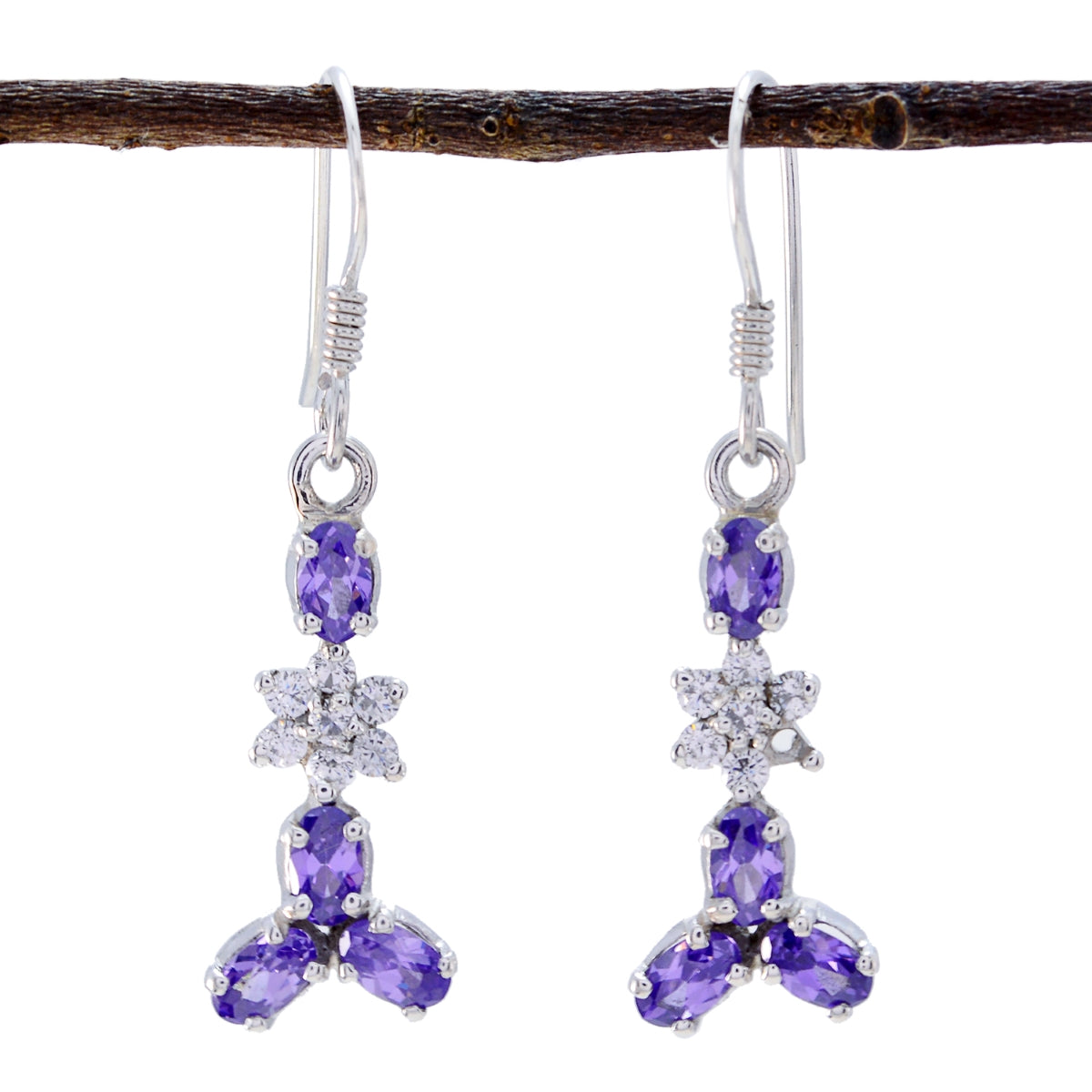 Emily multicolor Delicate multiple Dangle Earring Multi CZ multicolor Dangle