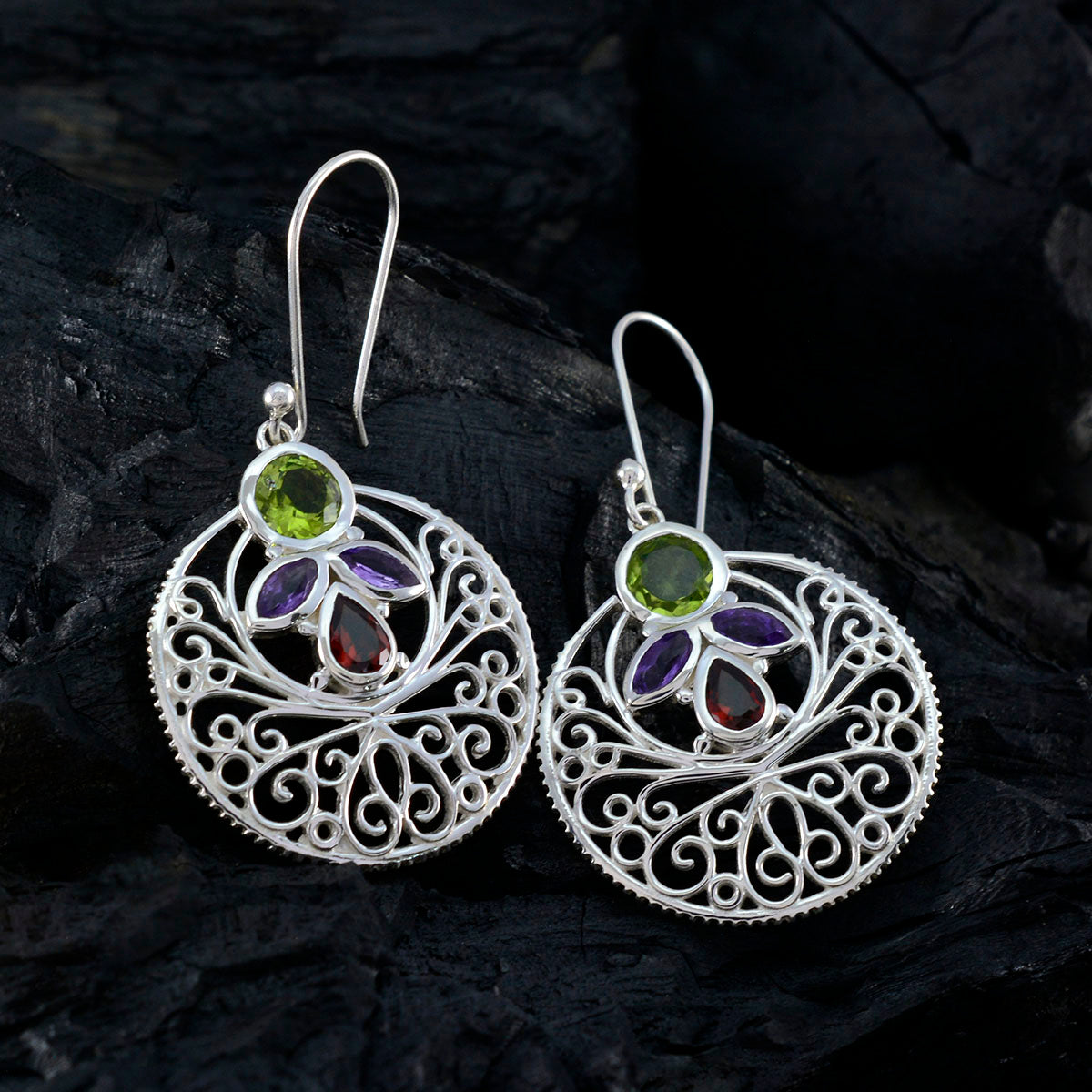 Josephine multicolor Edgy quarter Dangle Earring