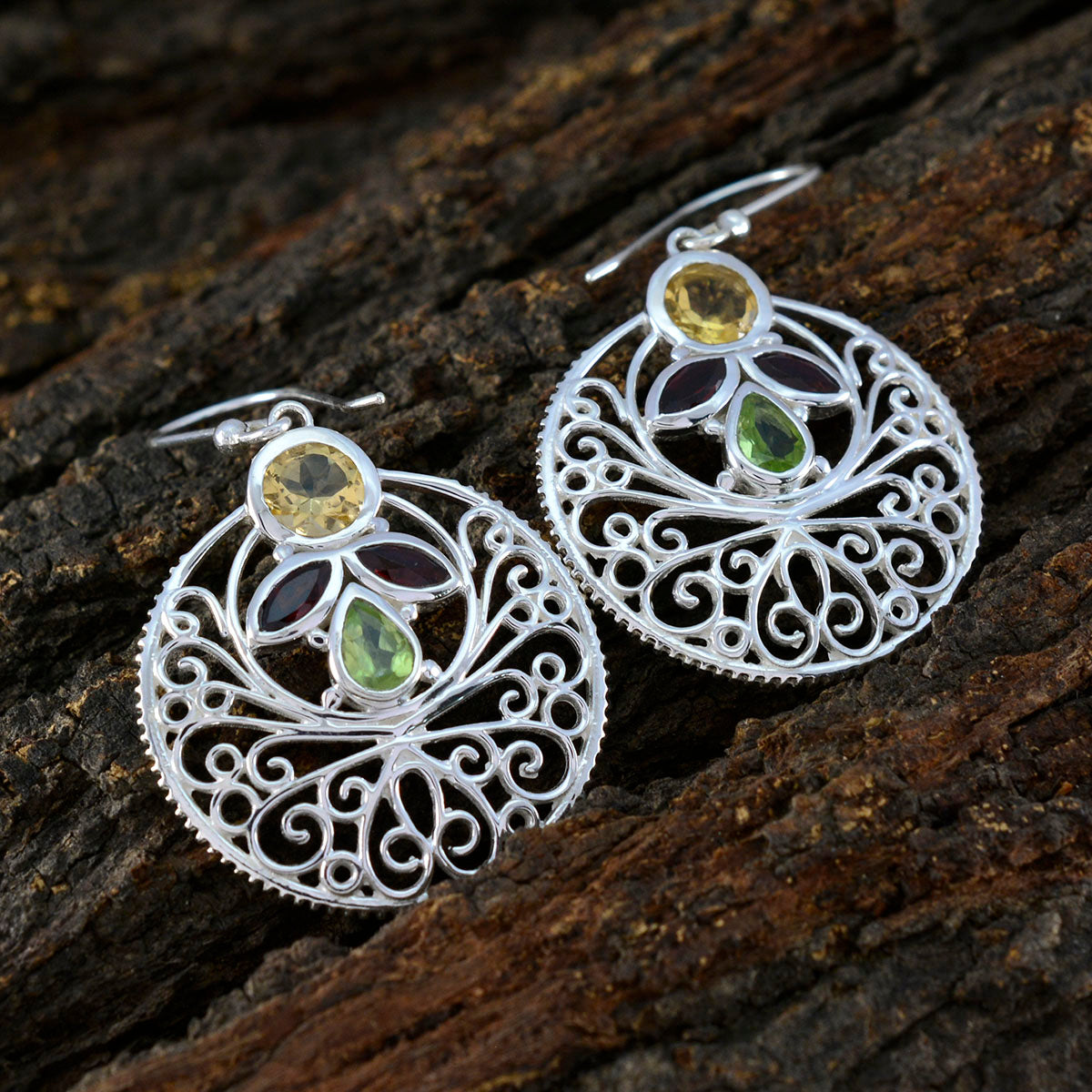 Julia multicolor Edgy quarter Dangle Earring
