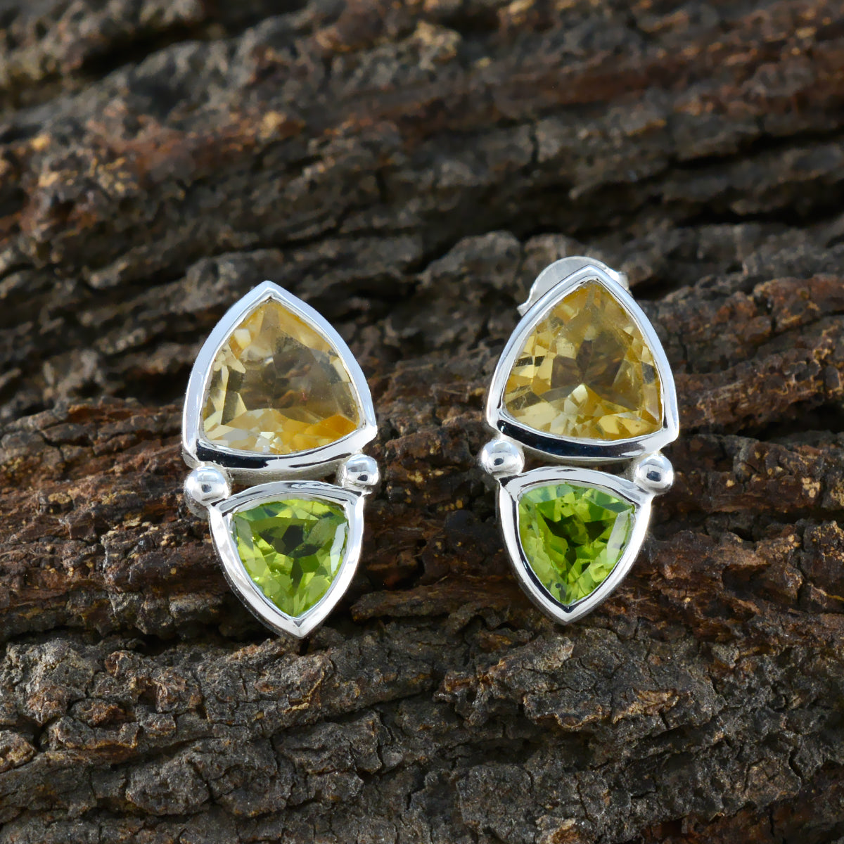 Anna multicolor Slim Toi et Moi Stud Earring