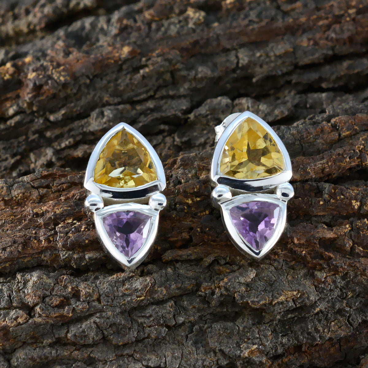 Aria multicolor Slim Toi et Moi Stud Earring