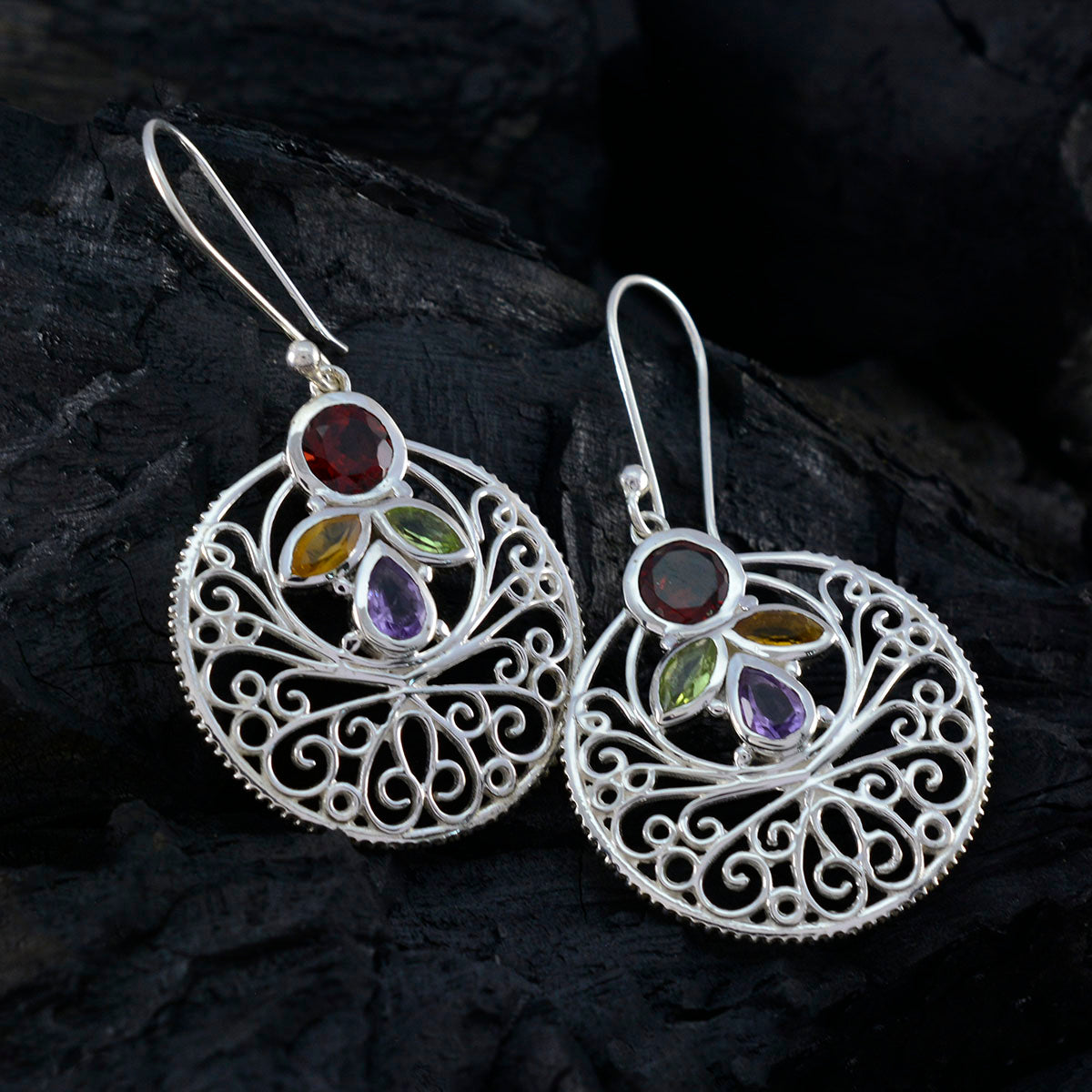 Katarina multicolor Edgy quarter Dangle Earring
