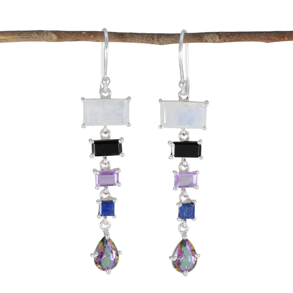 Yasmine multicolor Edgy Penta Dangle Earring Multi multicolor Dangle