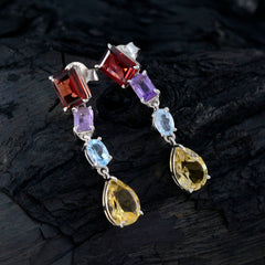 María multicolor Slim quarter Stud Earring