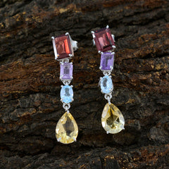 María multicolor Slim quarter Stud Earring
