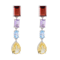 María multicolor Slim quarter Stud Earring Multi multicolor Stud