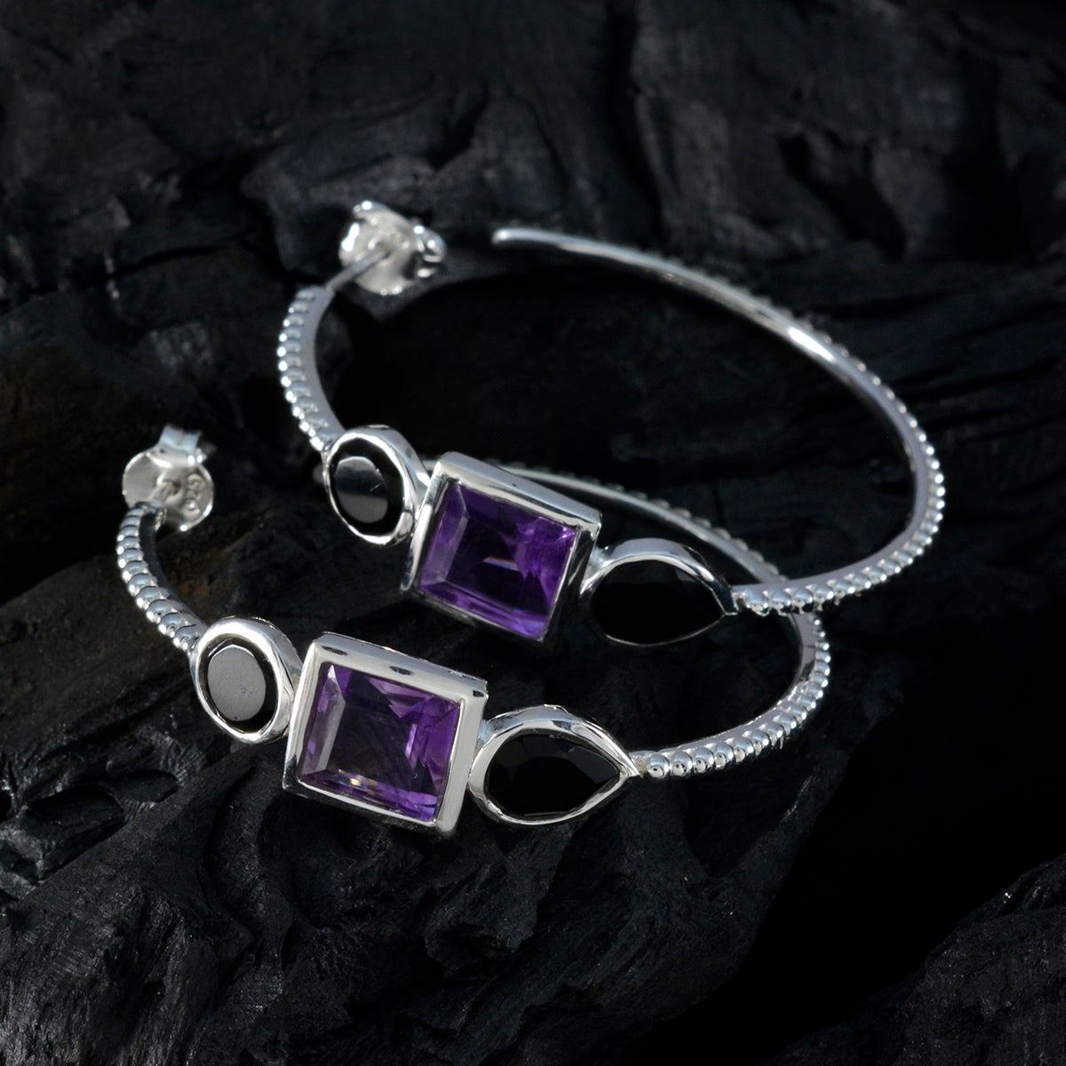 Violet multicolor Mid weight Trilogy Stud Earring