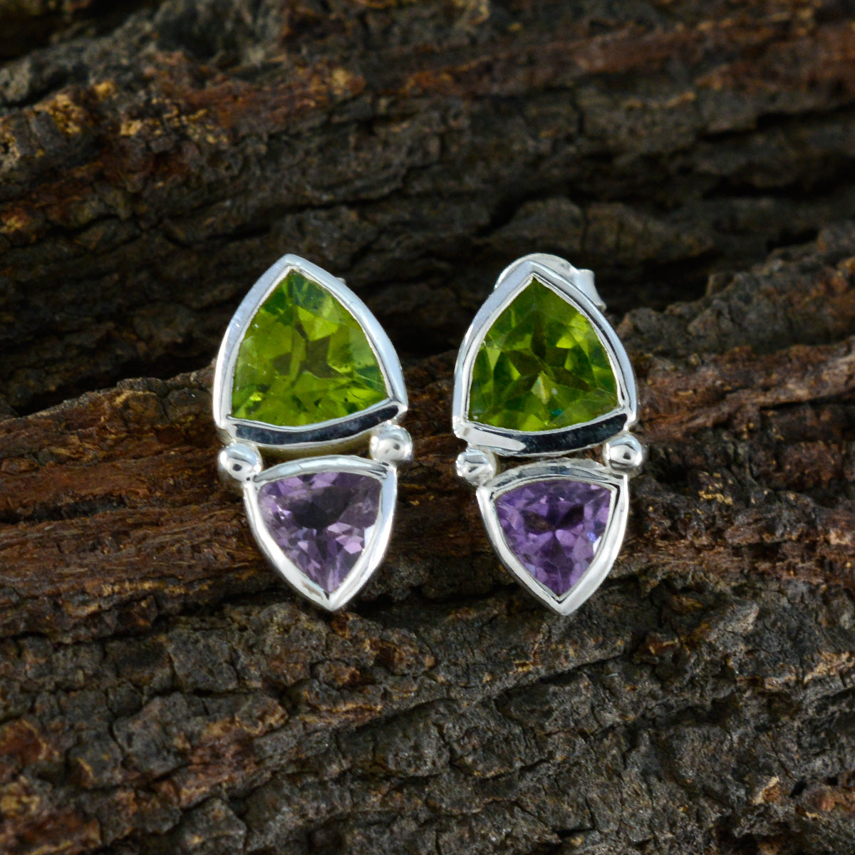 Victoria multicolor Slim Toi et Moi Stud Earring
