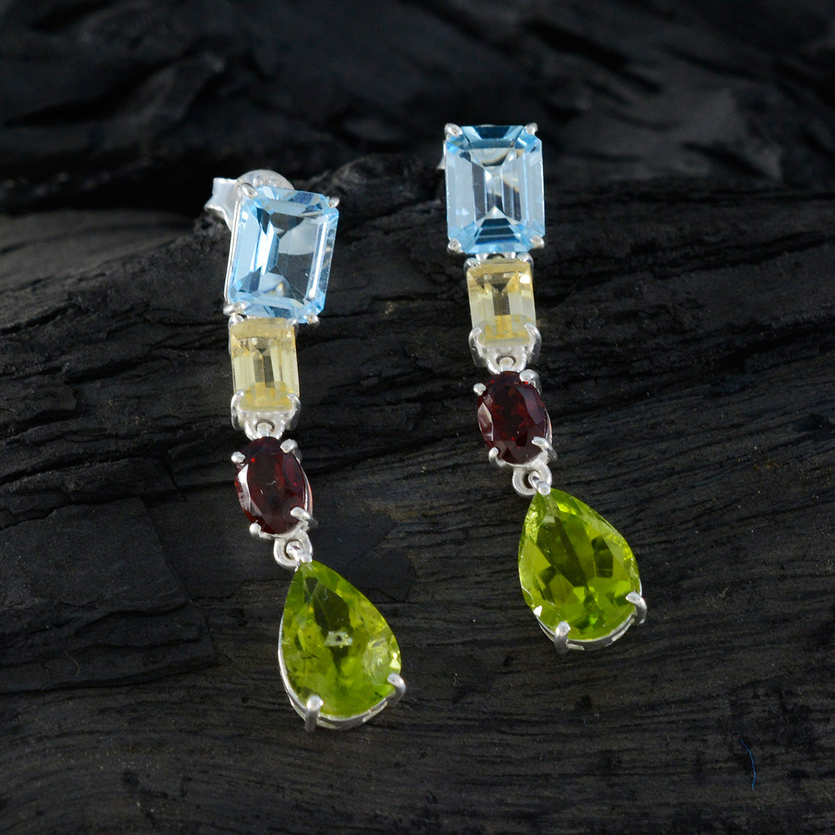 Micaela multicolor Slim quarter Stud Earring