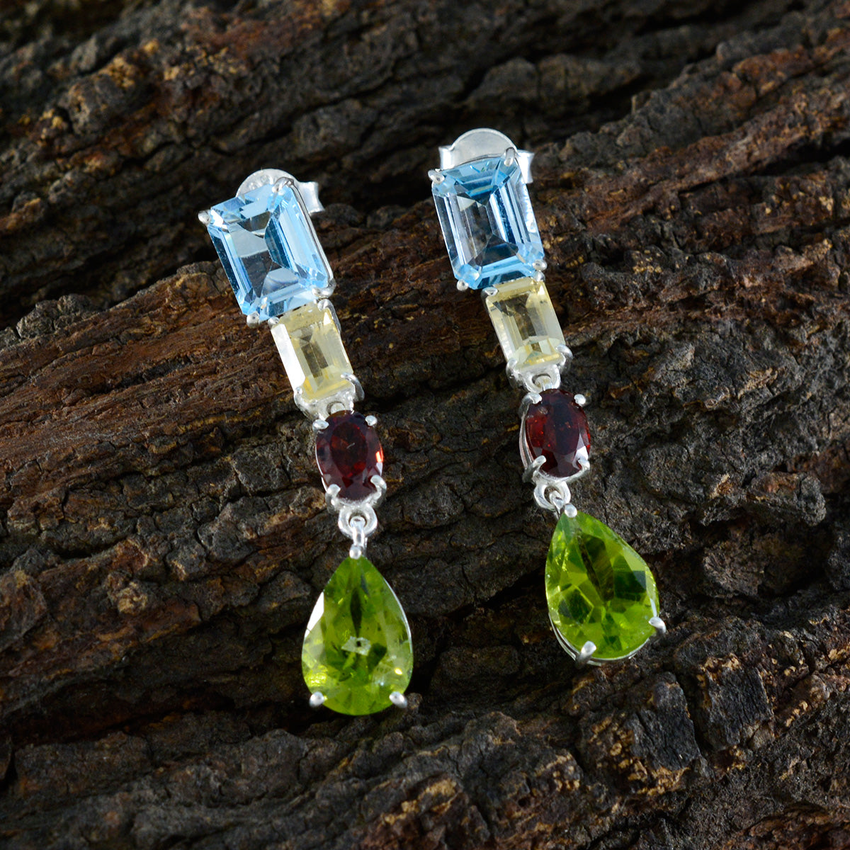 Micaela multicolor Slim quarter Stud Earring