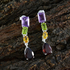 Milagros multicolor Slim quarter Stud Earring