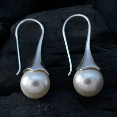 Cecilia White Edgy Solitaire Dangle Earring