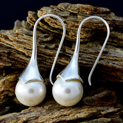 Cecilia White Edgy Solitaire Dangle Earring