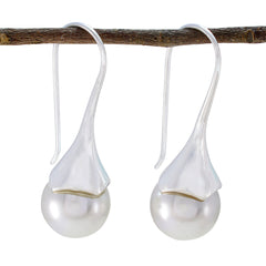 Cecilia White Edgy Solitaire Dangle Earring Pearl White Dangle