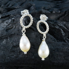 Yasmine White Whisper thin Solitaire Stud Earring