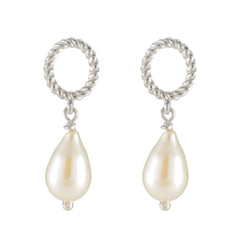 Yasmine White Whisper thin Solitaire Stud Earring Pearl White Stud